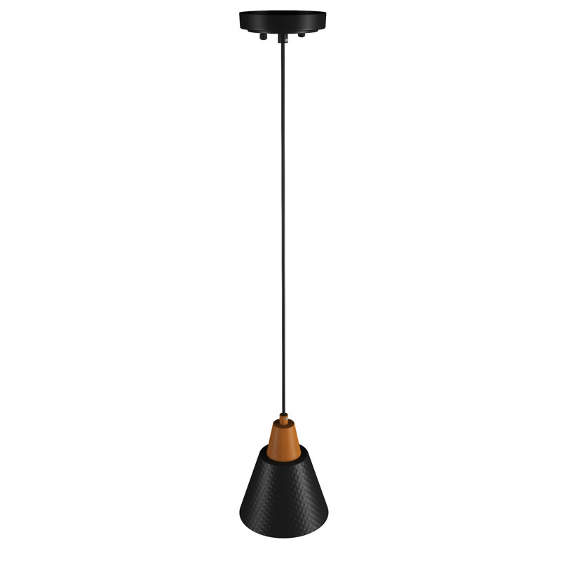 Luminaire suspendu conique 1 lumière erroll, Noir