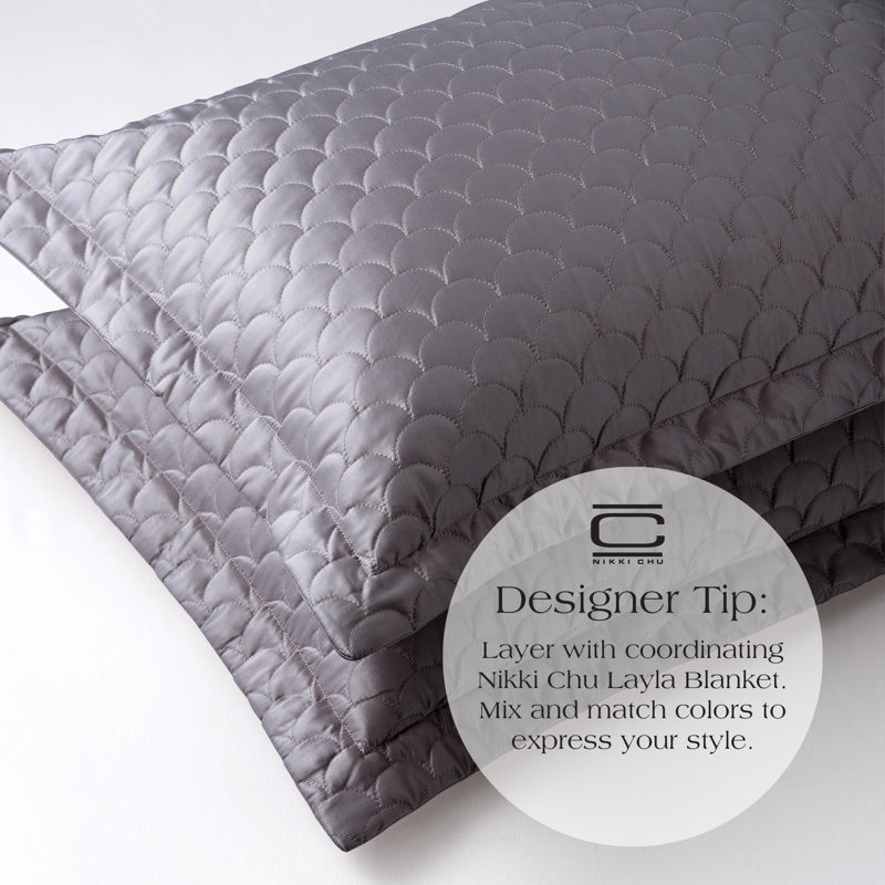Standard Pewter Satin Quilted Pillow Sham