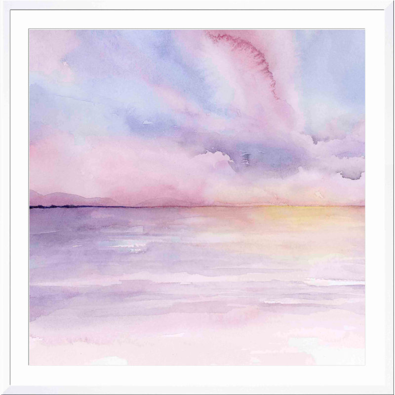 «Pale Sunset I» par Grace Popp - peinture encadrée, Blanc, H 32 po x l 48 po