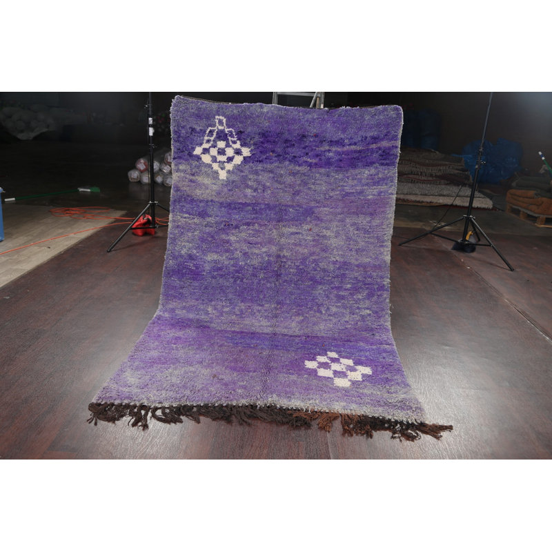 Tapis décoratif en laine noué à la main de conception unique 4 pi 10 po x 7 pi 4 po noué à la main New Age
