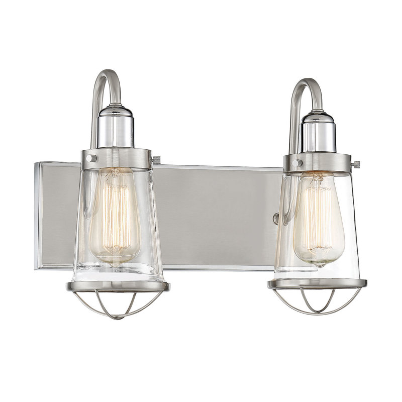 Lansing Satin Nickel and Polished Nickel 2-Light Vanity Fixture