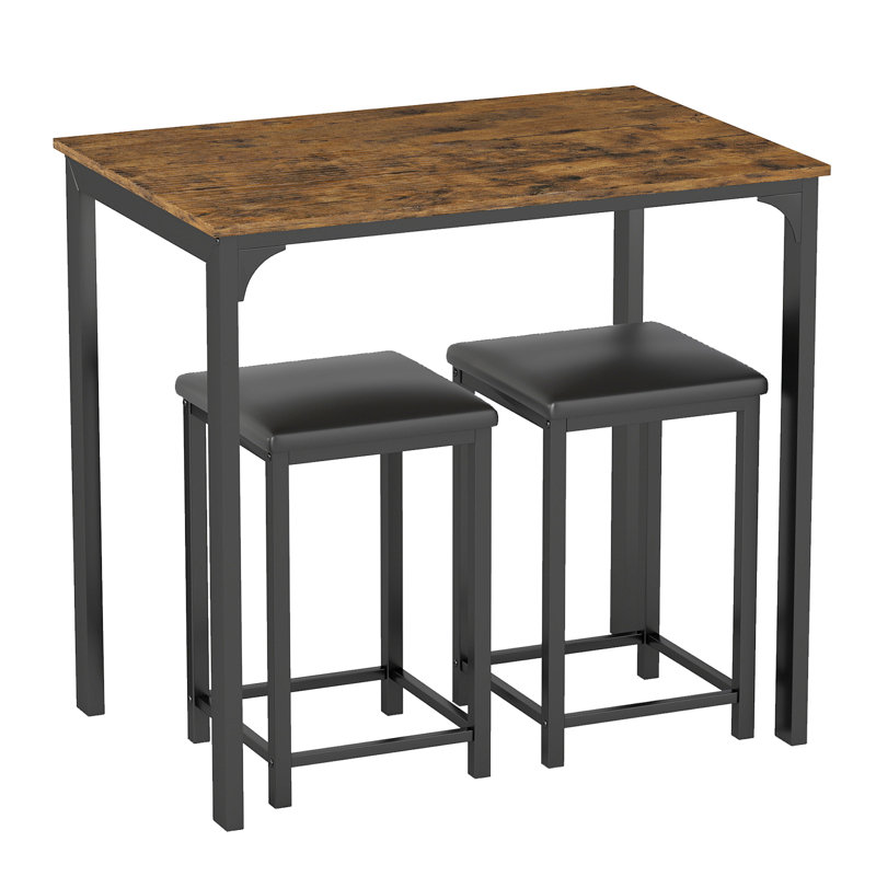  Ensemble de 17 tables 3 pièces à hauteur de comptoir et 2 chaises, Brun