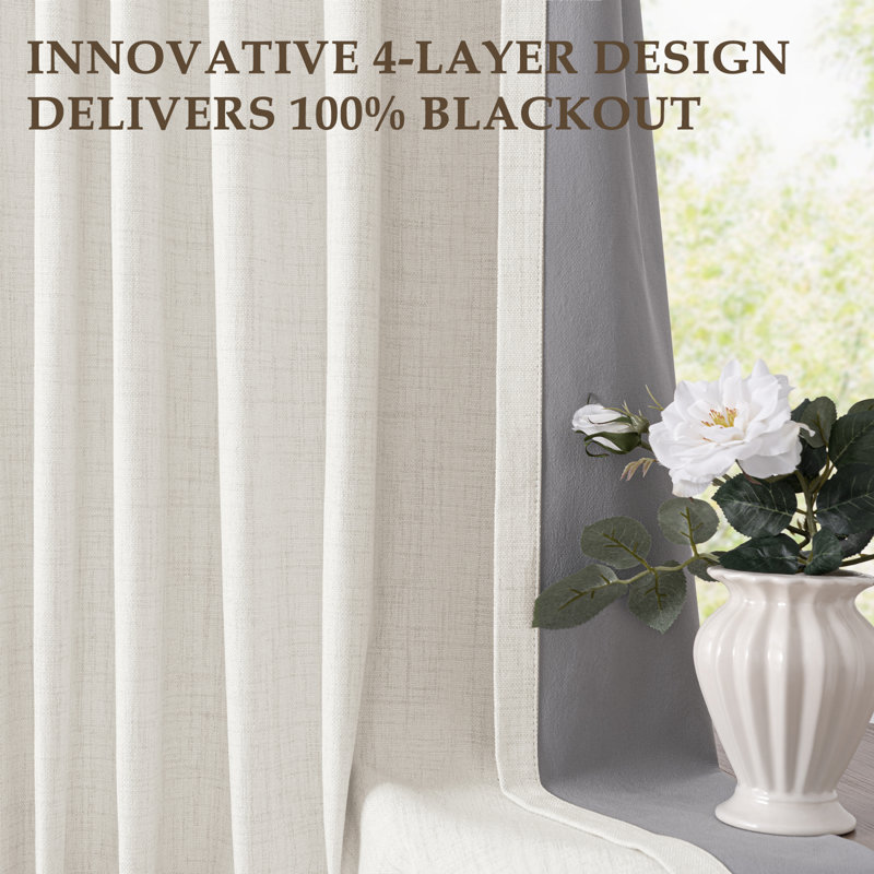 Birglinde Polyester Blackout Curtain Panels, Beige, 50" W x 90" L