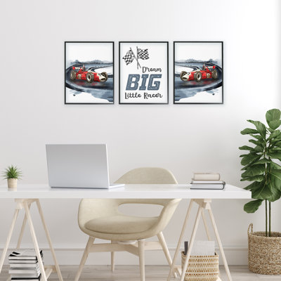 «Retro Little Racer Cars», ensemble de 3 giclées encadrées, design par Christine Simpson Art