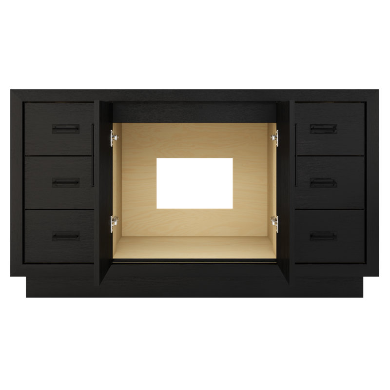 Avalon Single Extra Wide Bath Vanity, Classic Black, Matte Black, 60"