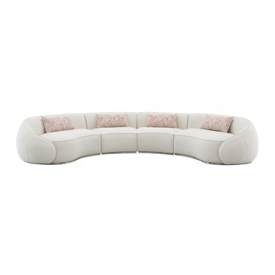 Sahara Beige Boucle Sectional Sofa W/3 Pillows