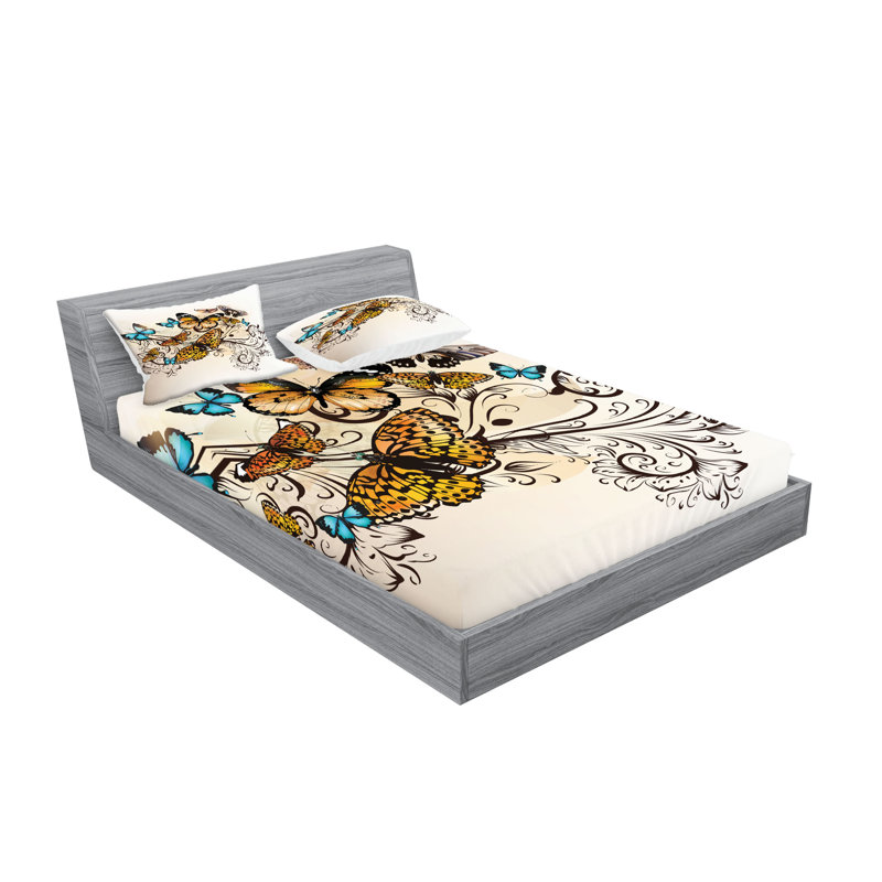 Ensemble de draps et taies décoratives ombrés Ambesonne, brun pâle et bleu ciel, California King Sheet Set with 4 Pillowcases