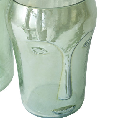 Vases décoratifs en verre vert S / 2