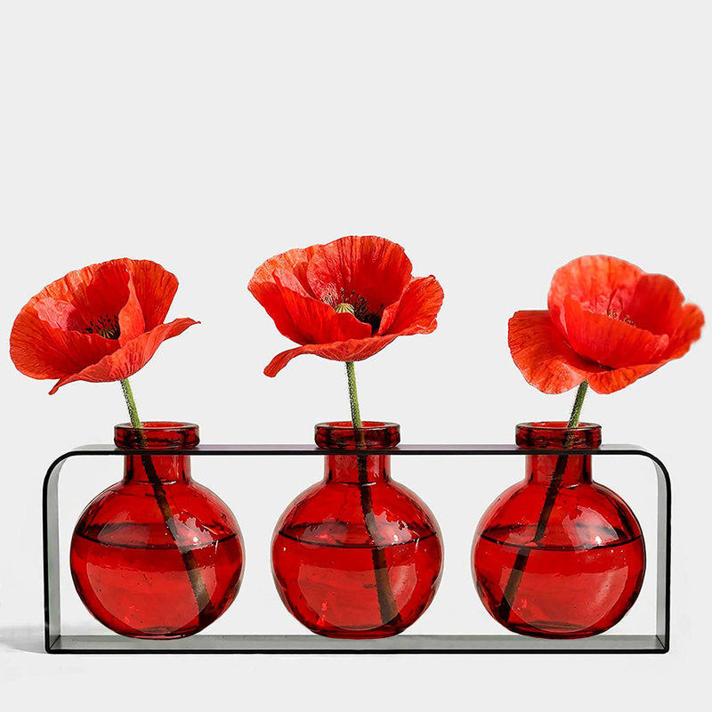 Blooms 3 piece Table Vase Set Red, Red