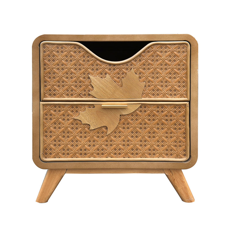 Hand-Carved 2-Drawers Accent Cabinet