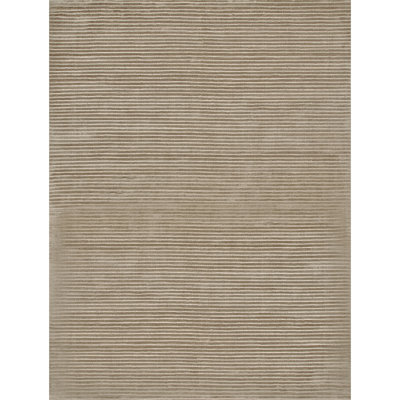 Hand Knotted Striped Area Rug in Taupe/Beige
