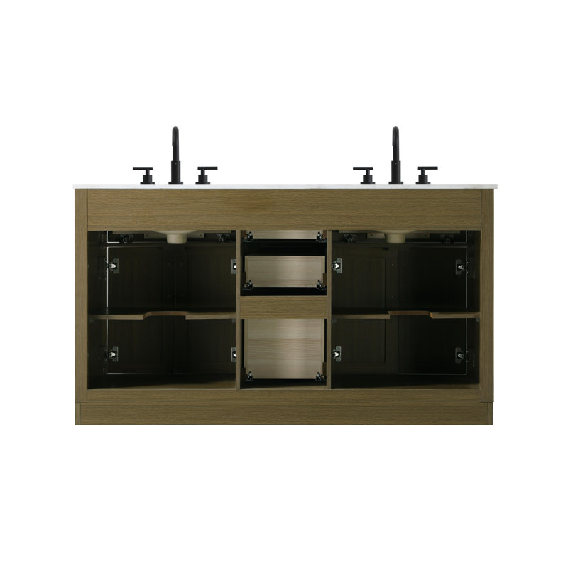 Ahner 60 inch Double Bathroom Vanity, Chestnut Brown