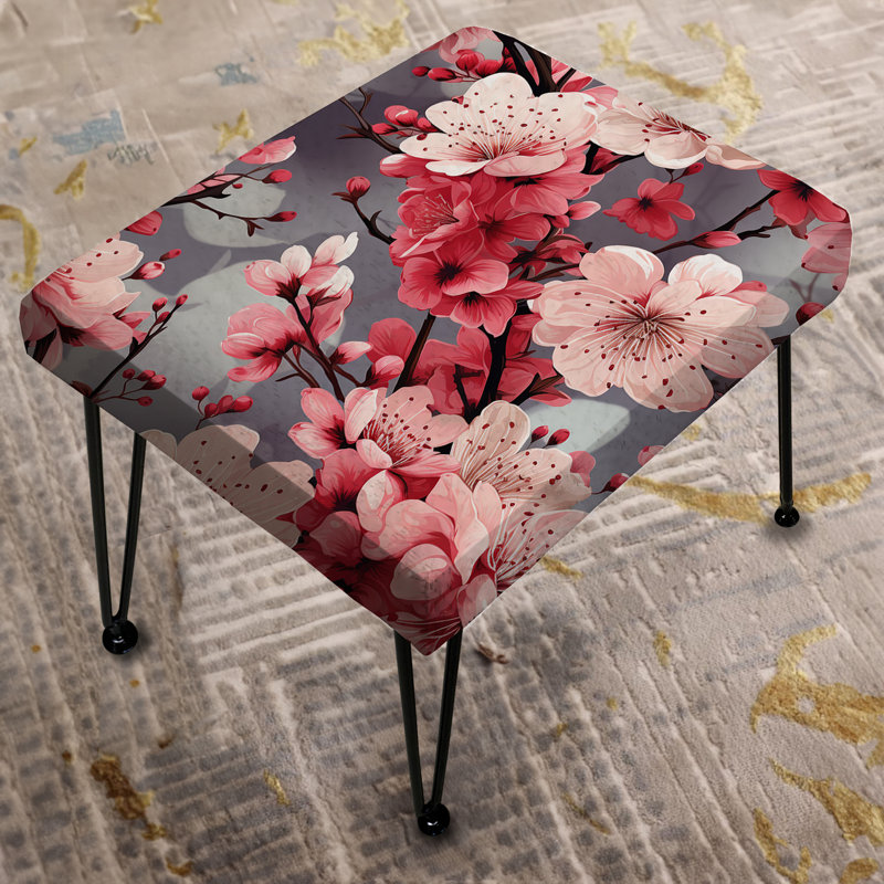Cherry Blossom Delight - Oriental Rectangle Ottoman