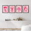 «Pink Cloud Cow Fish Collages Shapes», impression encadrée sur papier, 4 pièces-97782402-97782403