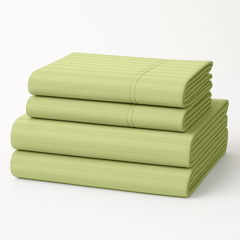 Milan Collection 1000 Thread Count 100% Cotton Sheet Set, King Sheet Set with 2 Pillowcases, Sage Stripe