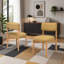 Chaises de salle à manger modernes en bois (ensemble de 2), chaises rembourrées en tissu de lin avec structure en bois massif et assise rembourrée-760085878