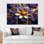 Abstrait lotus doré ornemental mauve - ensemble d'art mural floral moderne