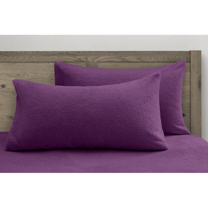 Najya Velosso Teddy Soft Cosy Thermal Fleece Pillowcase Pair, Purple