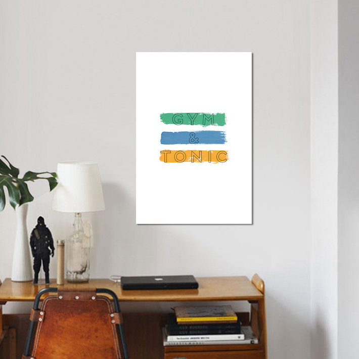 «Gym and Tonic», art textuel sur toile, H 12 po x l 8 po x P 0,75 po, Toile tendue, Pas de tapis