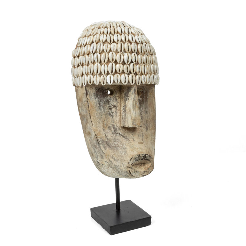The Cowrie Mask on Stand, 40cm H x 10cm W x 17cm D