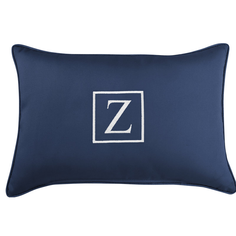 Kerrell Embroidered Sunbrella® Outdoor Throw Pillow, Canvas Navy Sunbrella® Canvas, Z