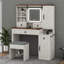 Bureau de maquillage de ferme avec station de charge, bureau de coiffeuse avec miroir lumineux et tiroirs-668953639