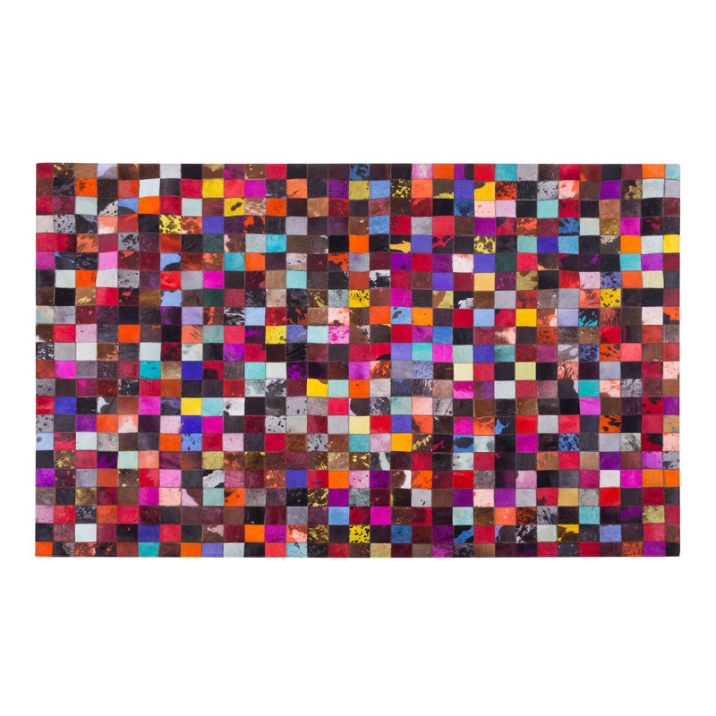 Geometric Cowhide Hand Woven Area Rug, Rectangle 160 x 230cm