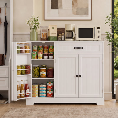 Bayview 33” Stand Kitchen Pantry with 3 Doors, 1 Drawer, Multiple Finish Options