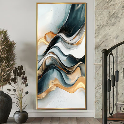 Art abstrait abstrait doré glaciaire de reflets liquides I - Formes