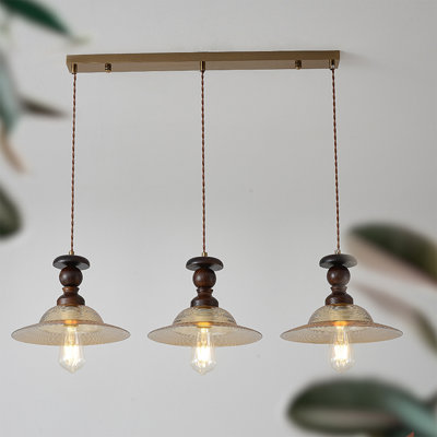 Luminaire suspendu en verre massif Mid-Century en verre texturé rétro