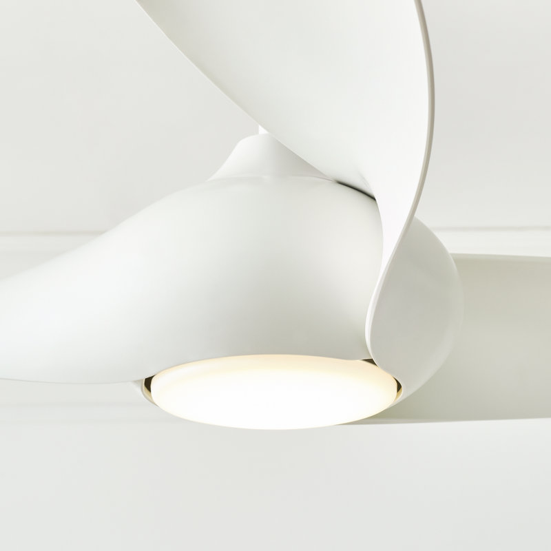 Visual Comfort Fan Topan Smart 60 LED Indoor Ceiling Fan with Threaded Downrod, Matte White ABS blades and Handheld Remote