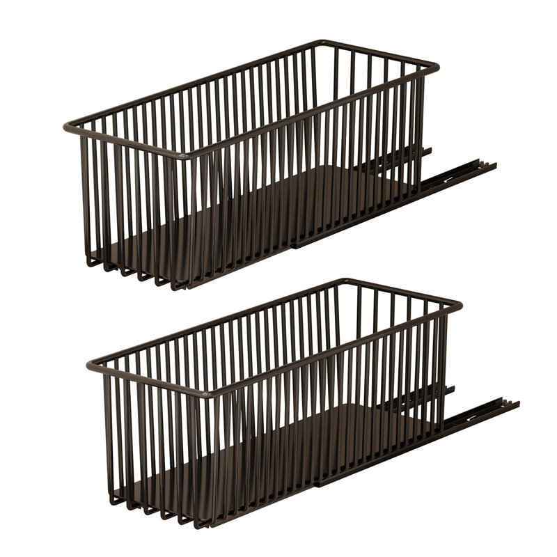 2 Pack Pull Out Cabinet Organizer, Pull Out Drawer Basket for Kitchen Cupboard, No Punch Slide Out Drawer Storage Shelves