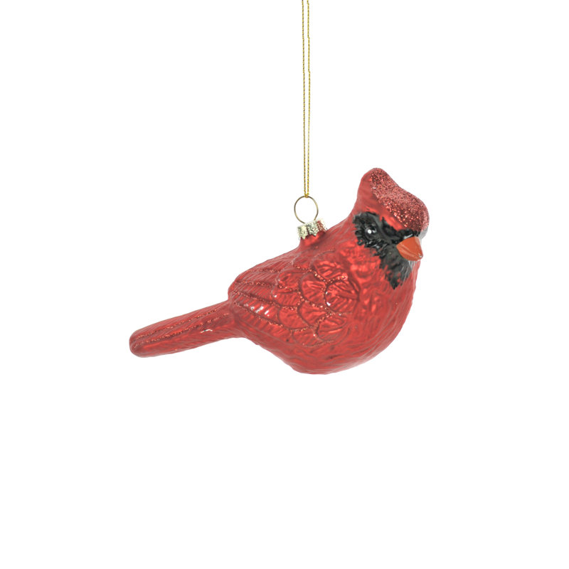 Ornement figurine suspendu rouge cardinal en verre