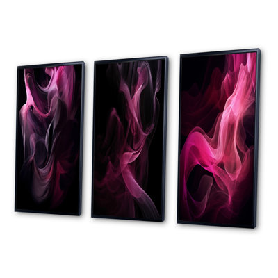"Rose et noir", 3 pièces sur toile