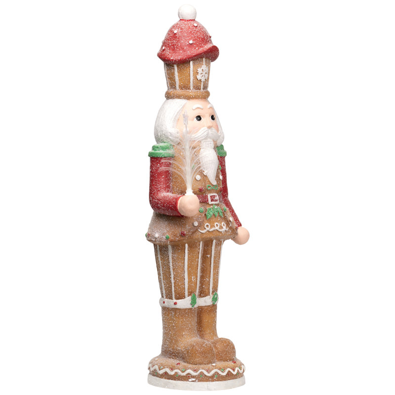 LED Lighted Gingerbread Christmas Nutcracker - 29" - Brown And Red
