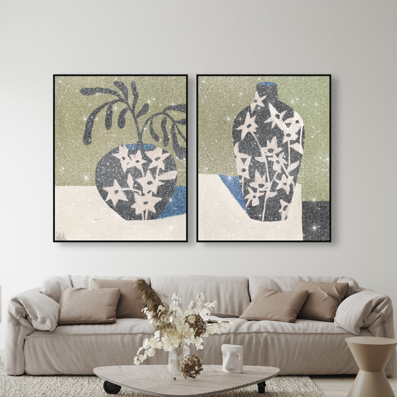 Noir Vase Set Set by Oliver Gal, 50"H x 42"W, Black Floater Frame