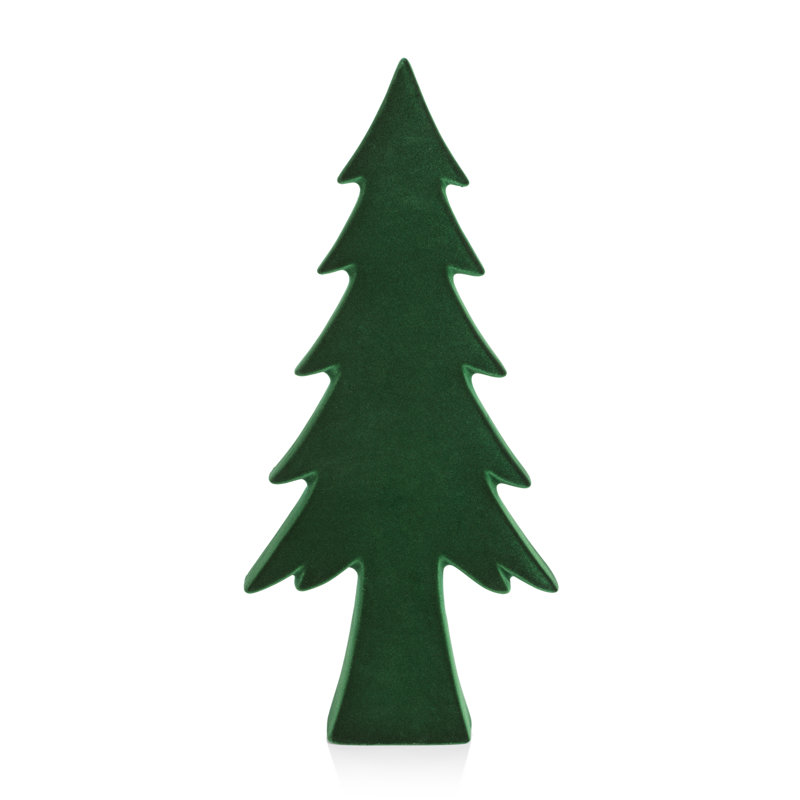 Flocked Tree, Green, 19" H x 9" W x 3" D