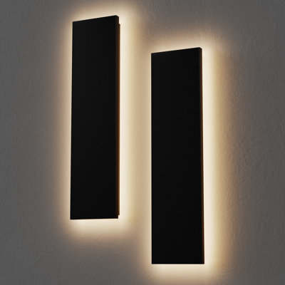 20 Inch 18w 5cct Led Modern Outdoor Wall Light, Dimmable Anti-glare Wall Sconce, Matte Black