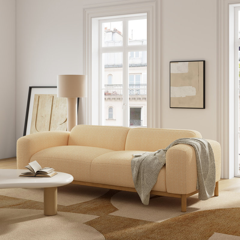 Andres Modern 182.8cm W Curved 3 Seater Sofa with Deep Seat Comfort, Camel
