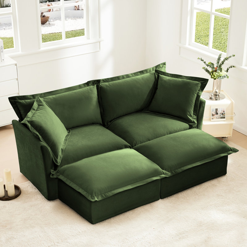 Fauteuil à dossier haut 2 places avec repose-pieds, canapé en chenille pour un assemblage facile