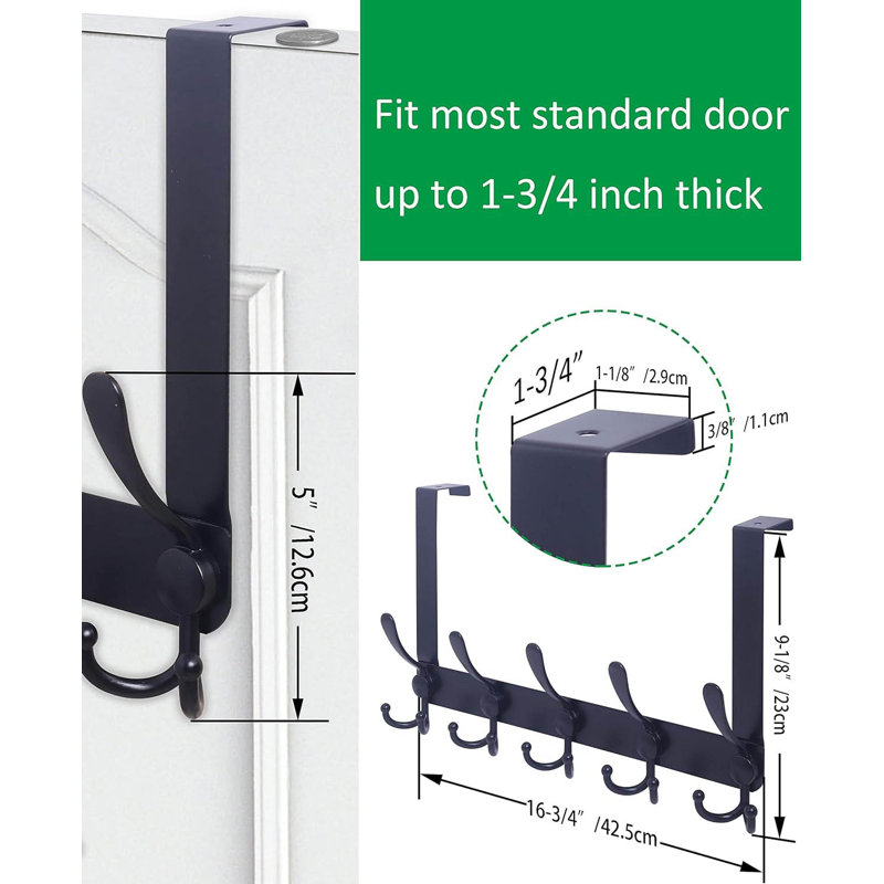 Metal Over-the-Door 5 - Hook Coat Rack, Black