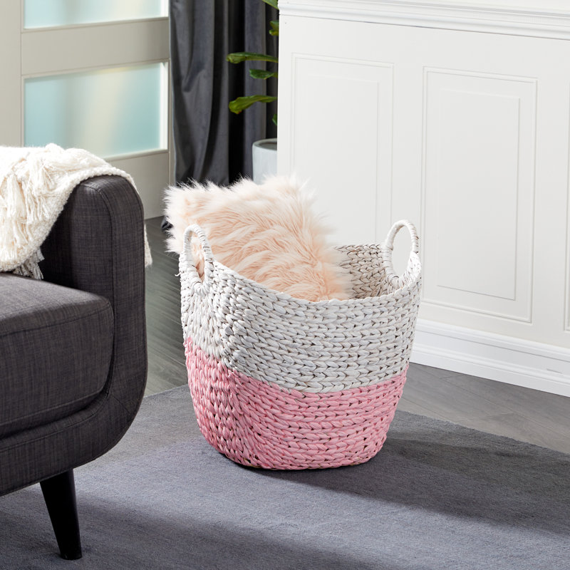 Panier de rangement Milnor Seagrass, 98.94, Blanc / Rose