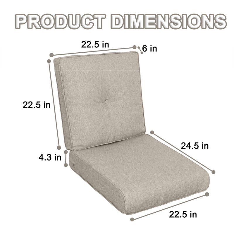 Patio Chair Cushions Set Of 2 - Outside High Back Thick Water-Resistant Cushion 22X24 With Zipper Cover For Outdoor Glider Rocking Chairs Loveseat Couch