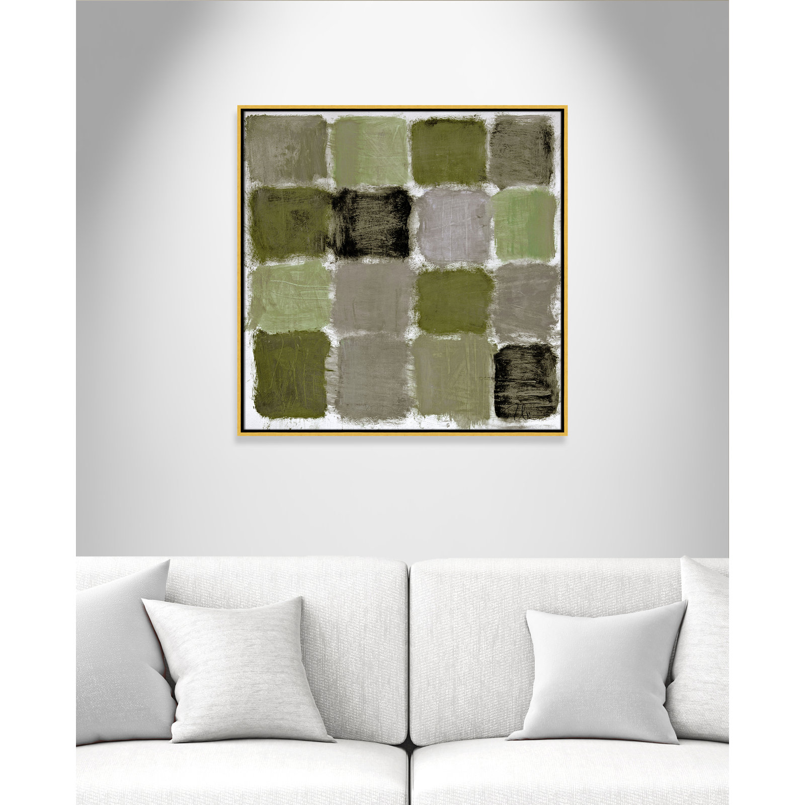 Coppola "Powder Room Green Reflections" Print, 31.5" H x 31.5" W, Gold