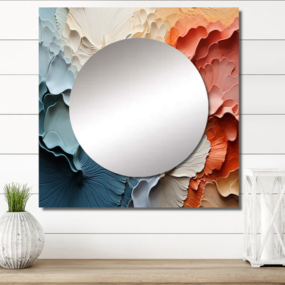 Angelynna - Grand miroir mural carré abstrait beige et orange