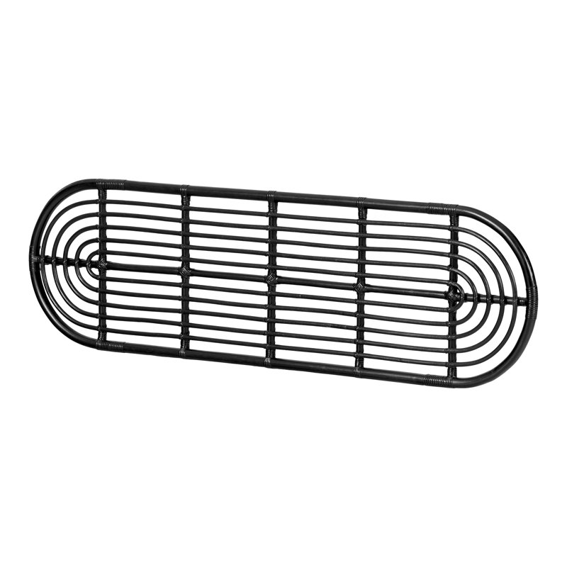 Full Black Rattan Panel Headboard