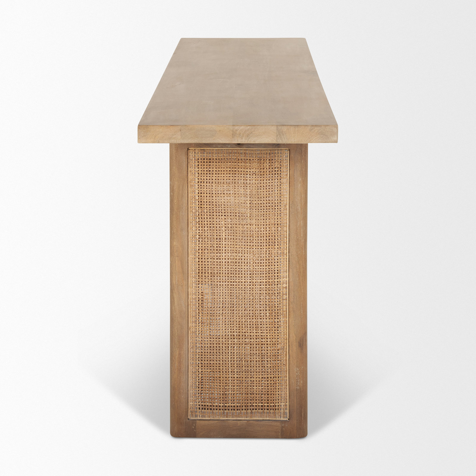 Cinna 65.0L X 16.0W X 29.0H Medium Solid Wood W/Cane Console Table, Light Brown