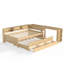 Lit de jour simple avec lit gigogne, structure en bois avec tiroirs de rangement, tablettes latérales et bureau, naturel