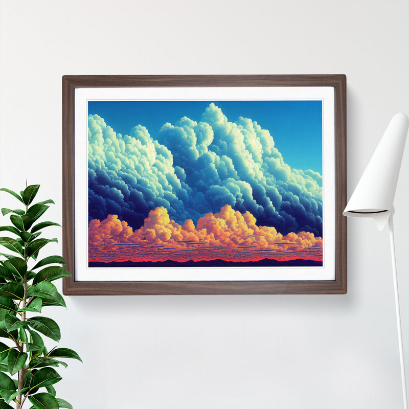 Angelical Clouds - Framed Print, 46cm H x 64cm W x 2cm D, Walnut