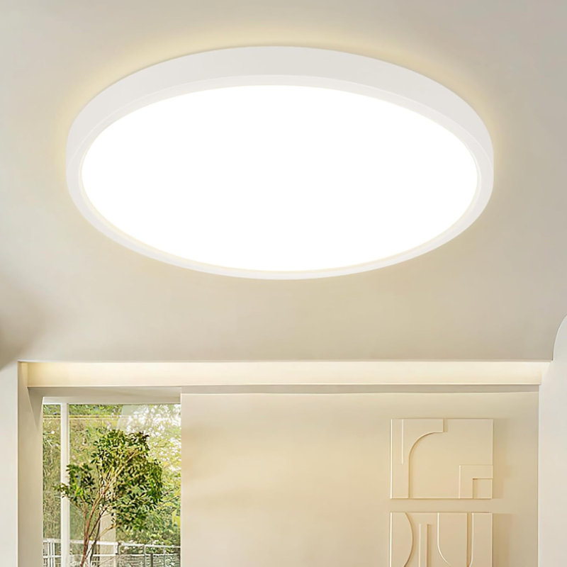 LED Semi Flush Mount, 2" H x 30" W x 30" D, Stainless Steel